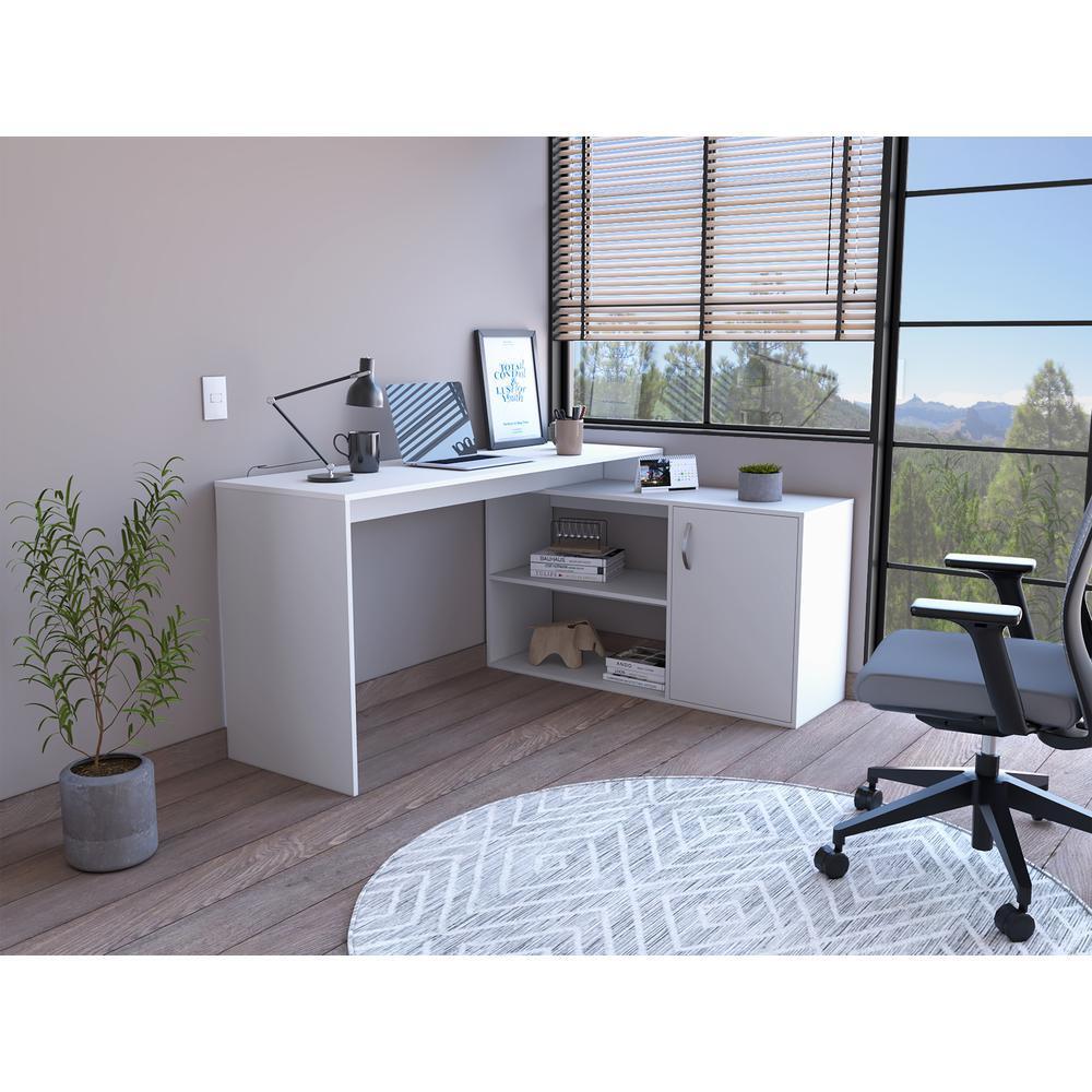 60" White L Shape Computer Desk - Homeroots - Flyclothing LLC