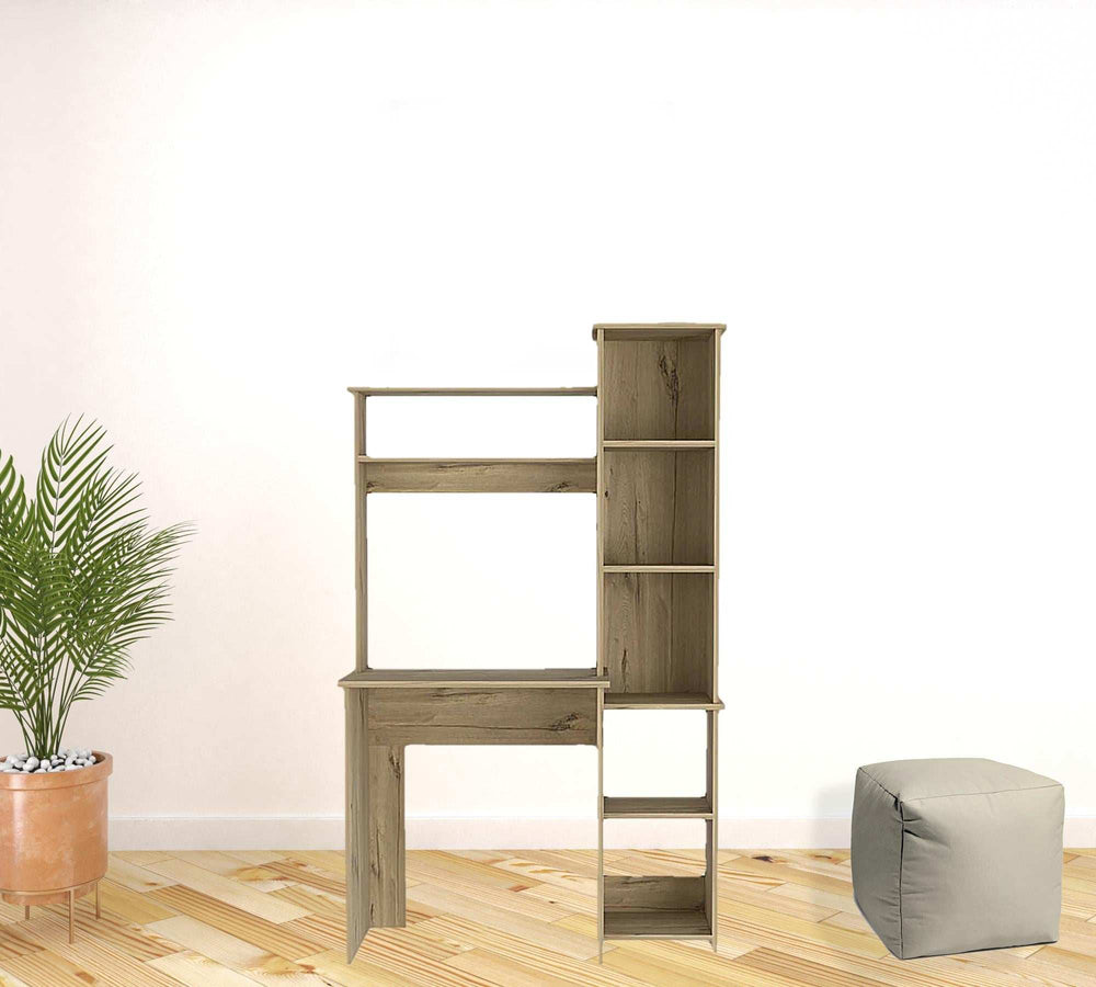 Modern Light Oak Office Desk with Storage Cabinet - Homeroots - Flyclothing LLC