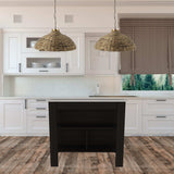 Modern Black Kitchen Island with a Marble Counter Top - Homeroots - Flyclothing LLC