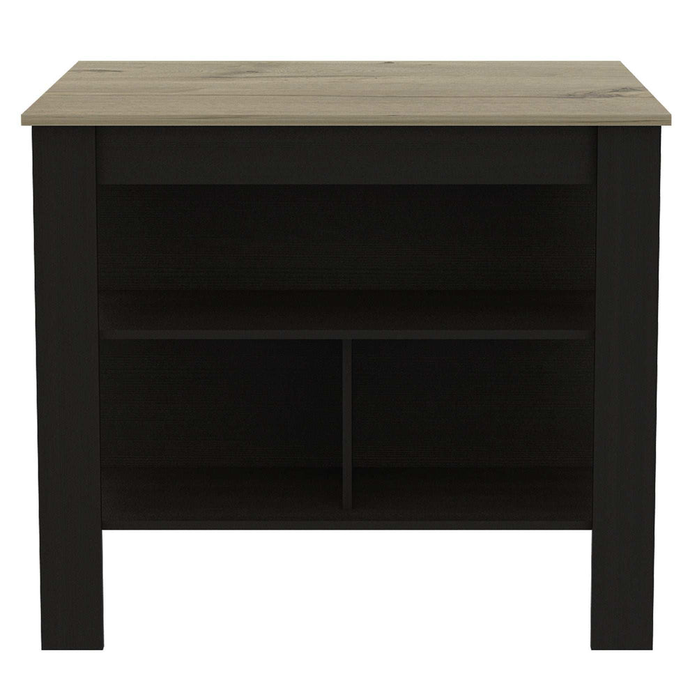 Modern Black Wengue and Light Oak Kitchen Island - Homeroots - Flyclothing LLC