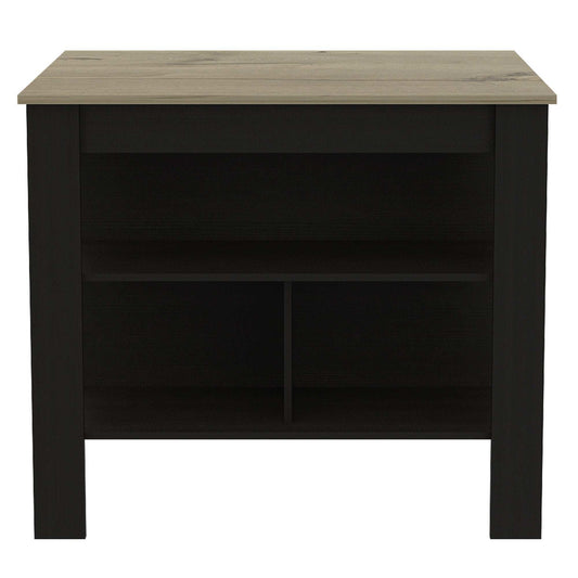 Modern Black Wengue and Light Oak Kitchen Island - Homeroots - Flyclothing LLC