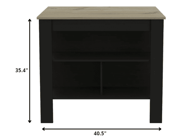 Modern Black Wengue and Light Oak Kitchen Island - Homeroots - Flyclothing LLC