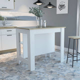 Modern White and Light Oak Kitchen Island - Homeroots - Flyclothing LLC