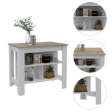 Modern White and Light Oak Kitchen Island - Homeroots - Flyclothing LLC