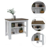 Modern White and Caramel Kitchen Island - Homeroots - Flyclothing LLC