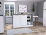 Sleek and Modern White and Dark Brown Kitchen Island - Homeroots - Flyclothing LLC