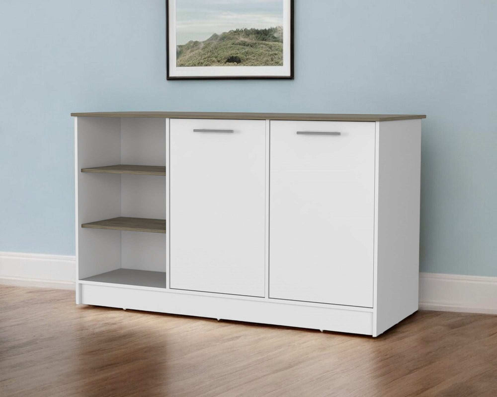 Sleek and Modern White and Dark Brown Kitchen Island - Homeroots - Flyclothing LLC