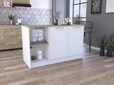 Sleek and Modern White and Light Oak Kitchen Island - Homeroots - Flyclothing LLC