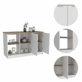 Sleek and Modern White and Light Oak Kitchen Island - Homeroots - Flyclothing LLC