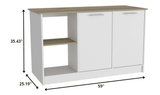 Sleek and Modern White and Light Oak Kitchen Island - Homeroots - Flyclothing LLC