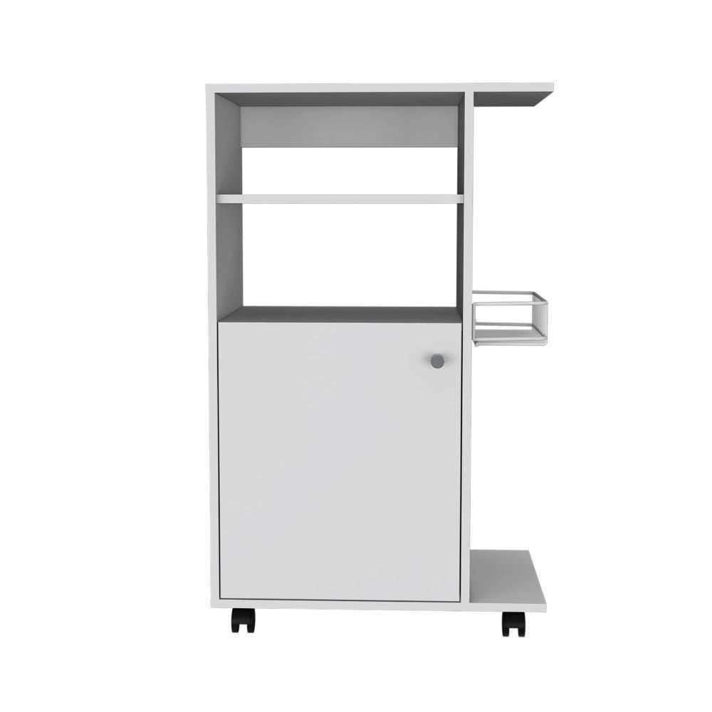 Contemporary White Rolling Kitchen Cart - Homeroots - Flyclothing LLC