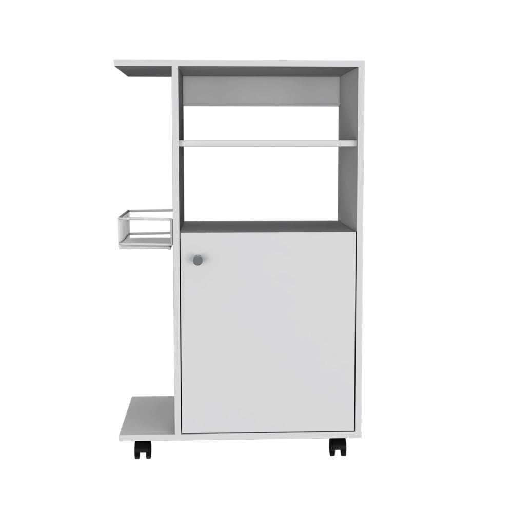 Contemporary White Rolling Kitchen Cart - Homeroots - Flyclothing LLC