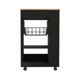 Sleek Black and Light Oak Portable Kitchen Cart - Homeroots - Flyclothing LLC