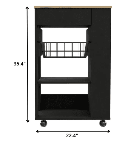 Sleek Black and Light Oak Portable Kitchen Cart - Homeroots - Flyclothing LLC