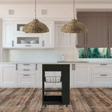 Sleek Black and Light Oak Portable Kitchen Cart - Homeroots - Flyclothing LLC