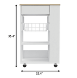Sleek White and Light Oak Portable Kitchen Cart - Homeroots - Flyclothing LLC