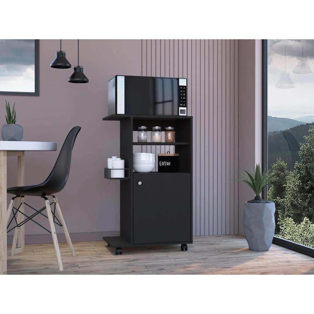 Contemporary Black Rolling Kitchen Cart - Homeroots - Flyclothing LLC