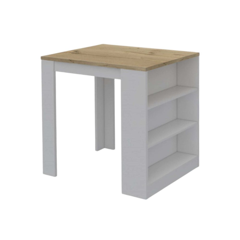 Stylish White and Pine Kitchen Counter and Dining Table Combination - Homeroots - Flyclothing LLC