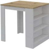 Stylish White and Pine Kitchen Counter and Dining Table Combination - Homeroots - Flyclothing LLC