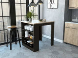 Stylish Black Wengue and Pine Kitchen Counter and Dining Table Combination - Homeroots - Flyclothing LLC