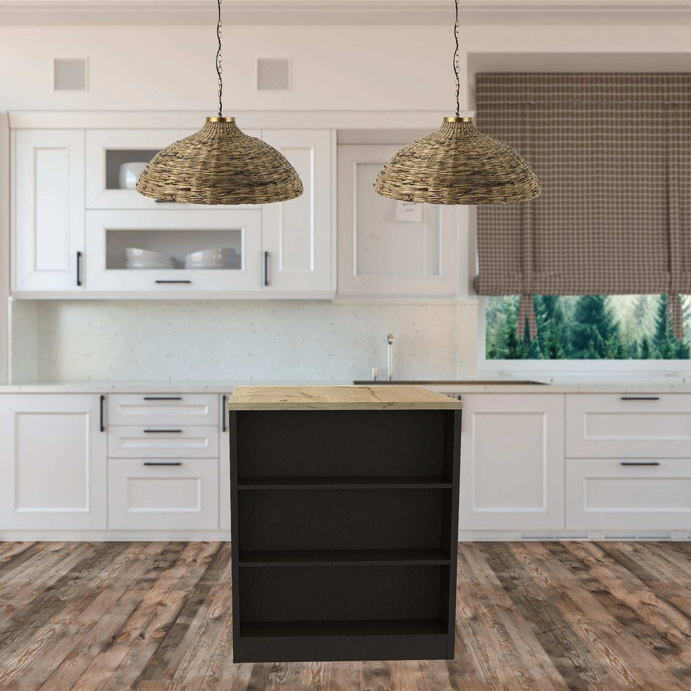Stylish Black Wengue and Pine Kitchen Counter and Dining Table Combination - Homeroots - Flyclothing LLC