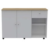 Sleek and Modern White Pine Kitchen Island Cart - Homeroots - Flyclothing LLC
