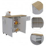Sleek and Modern White Pine Kitchen Island Cart - Homeroots - Flyclothing LLC