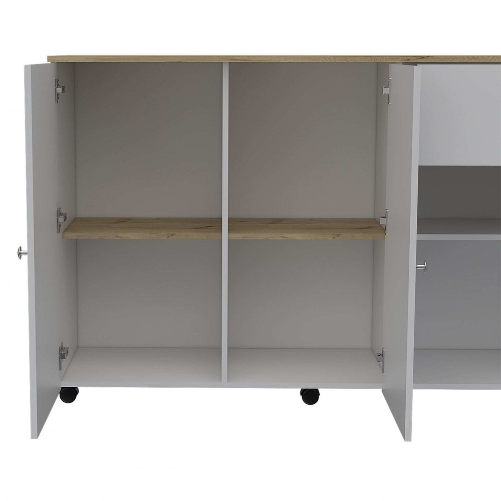 Sleek and Modern White Pine Kitchen Island Cart - Homeroots - Flyclothing LLC