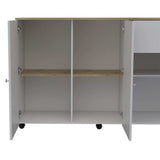 Sleek and Modern White Pine Kitchen Island Cart - Homeroots - Flyclothing LLC