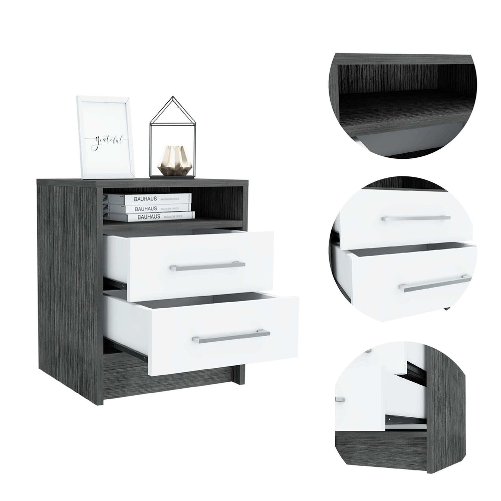 Sophisticated and Stylish Smokey Oak and White Nightstand - Homeroots - Flyclothing LLC