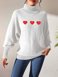 Heart Turtleneck Long Sleeve Sweater - Trendsi - Flyclothing LLC