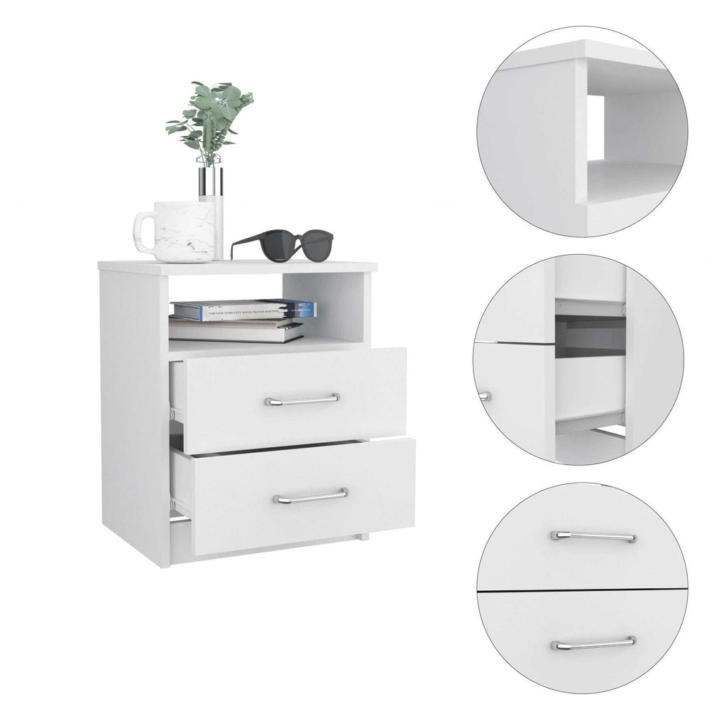 Modern and Stylish White Particle Bedroom Nightstand - Homeroots - Flyclothing LLC