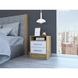 Sophisticated and Stylish White and Light Oak Nightstand - Homeroots - Flyclothing LLC