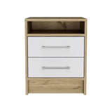 Sophisticated and Stylish White and Light Oak Nightstand - Homeroots - Flyclothing LLC