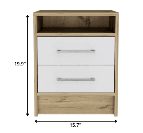 Sophisticated and Stylish White and Light Oak Nightstand - Homeroots - Flyclothing LLC