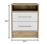 Sophisticated and Stylish White and Light Oak Nightstand - Homeroots - Flyclothing LLC