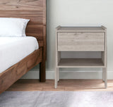 22" Light Gray One Drawer Faux Wood Nightstand - Homeroots - Flyclothing LLC
