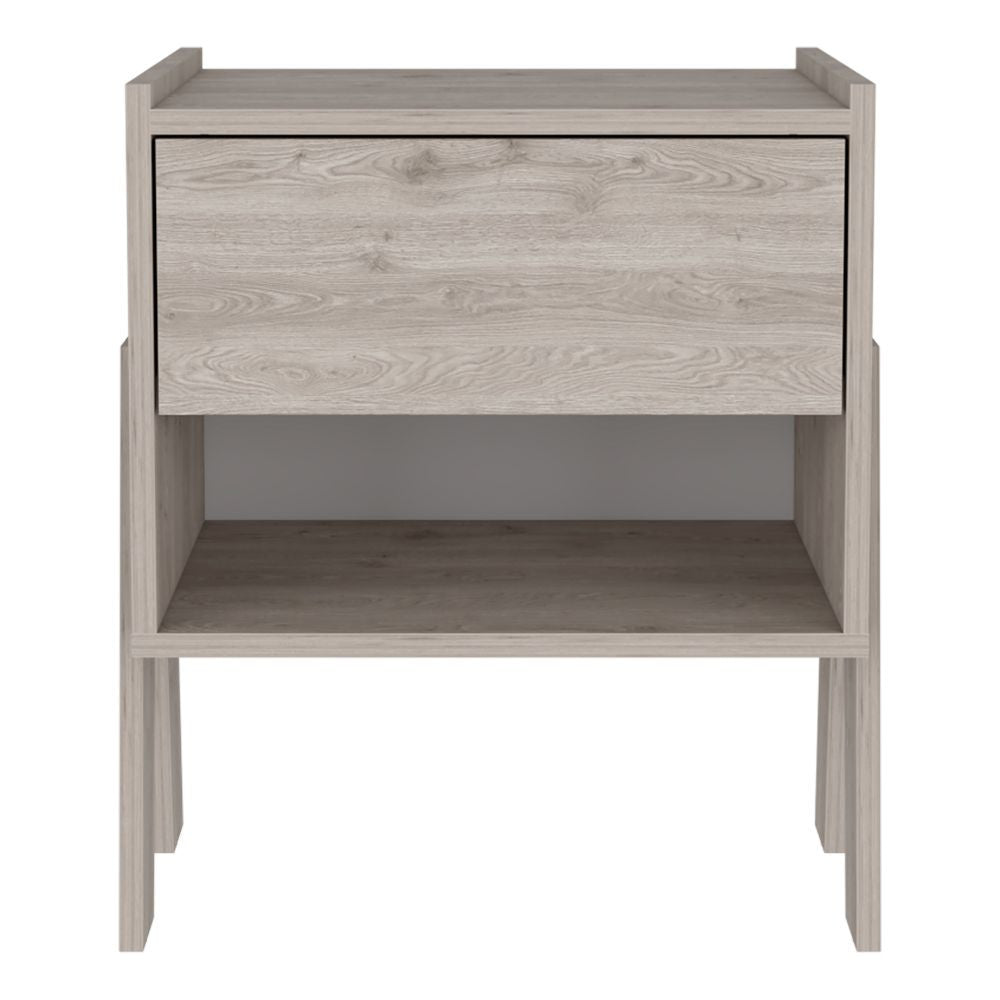 22" Light Gray One Drawer Faux Wood Nightstand - Homeroots - Flyclothing LLC