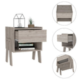 22" Light Gray One Drawer Faux Wood Nightstand - Homeroots - Flyclothing LLC