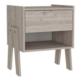 22" Light Gray One Drawer Faux Wood Nightstand - Homeroots - Flyclothing LLC