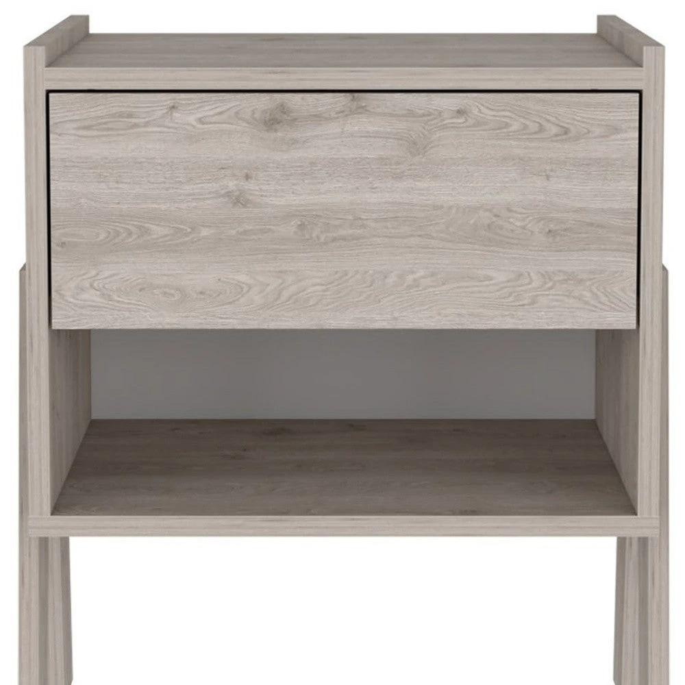 22" Light Gray One Drawer Faux Wood Nightstand - Homeroots - Flyclothing LLC
