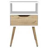 Modern White and Light Oak Bedroom Nightstand - Homeroots - Flyclothing LLC