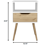 Modern White and Light Oak Bedroom Nightstand - Homeroots - Flyclothing LLC