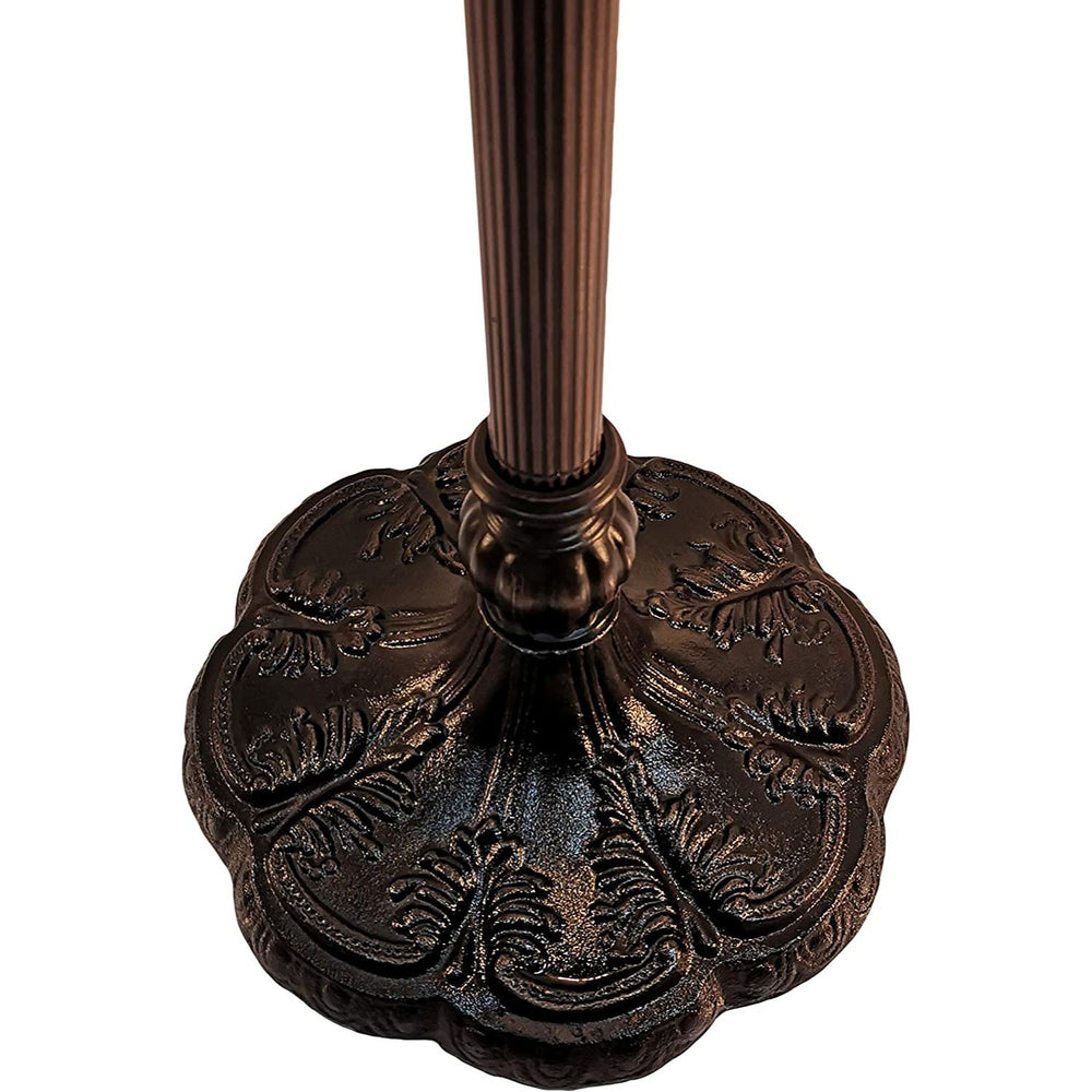 62" Brown Two Light Traditional Shaped Floor Lamp With Red Flowers Stained Glass Dome Shade - Homeroots - Flyclothing LLC