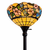 70" Brown Traditional Shaped Floor Lamp With Green And Brown Tiffany Glass Bowl Shade - Homeroots - Flyclothing LLC