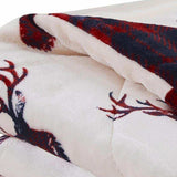 Deer Head Red Navy Printed Velvet and Velvet Throw Blanket - Homeroots - Flyclothing LLC
