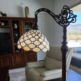 62" Brown Traditional Shaped Floor Lamp With White Stained Glass Bowl Shade - Homeroots - Flyclothing LLC