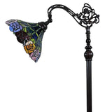 74" Brown Traditional Shaped Floor Lamp With Blue Red And Yellow Flowers Stained Glass Dome Shade - Homeroots - Flyclothing LLC