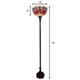 69" Brown Traditional Shaped Floor Lamp With Red Yellow And Brown Dragonfly Stained Glass Dome Shade - Homeroots - Flyclothing LLC