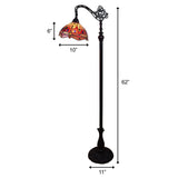61" Brown Traditional Shaped Floor Lamp With Red Yellow And Brown Stained Glass Dome Shade - Homeroots - Flyclothing LLC